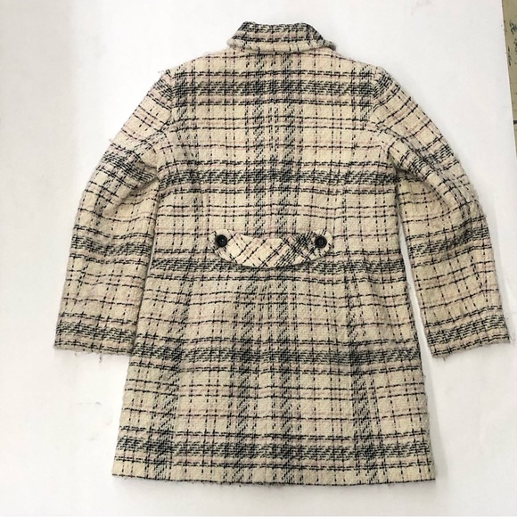 Anne Klein black/cream/pink plaid wool blend car coat. Size L - Picture 2 of 7